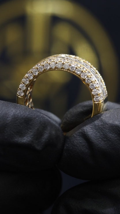Baguette & Round Diamond Band in Yellow Gold | 4.04 CTW