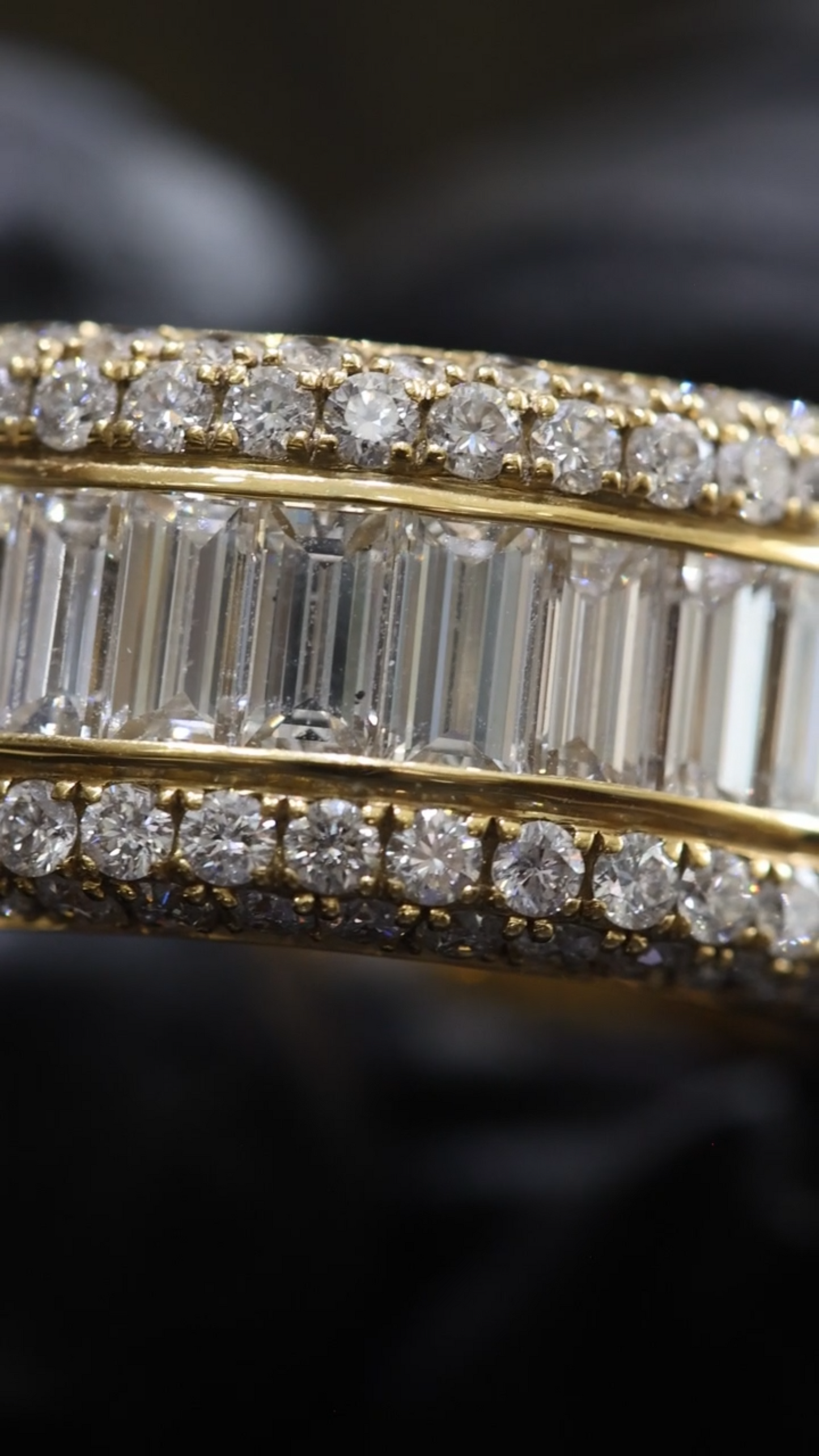Baguette & Round Diamond Band in Yellow Gold | 4.04 CTW
