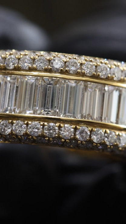 Baguette & Round Diamond Band in Yellow Gold | 4.04 CTW