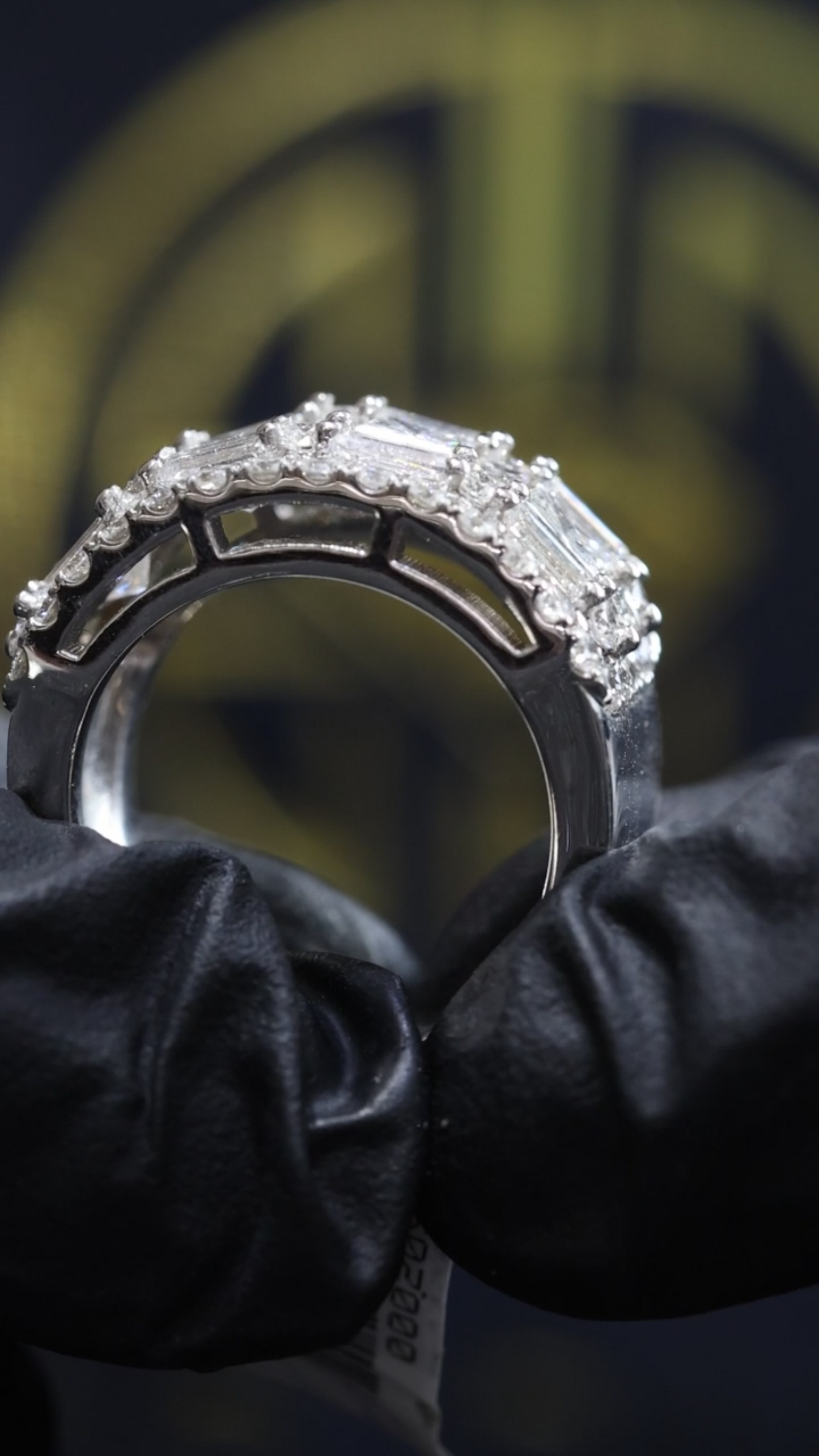 Baguette & Princess Cut Diamond Band in White Gold | 4.40 CTW
