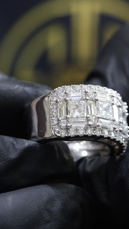 Baguette & Princess Cut Diamond Band in White Gold | 4.40 CTW