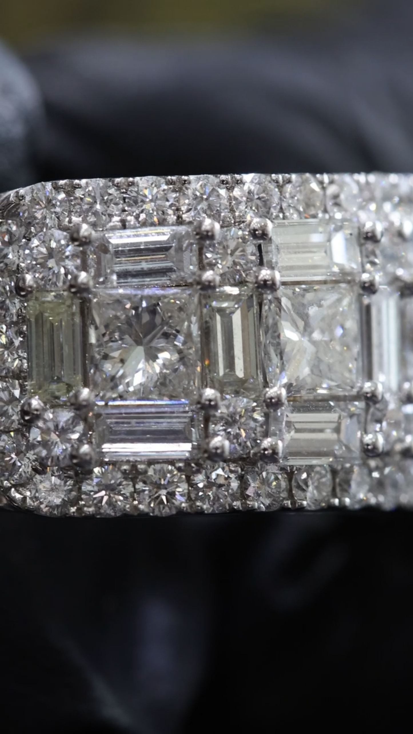Baguette & Princess Cut Diamond Band in White Gold | 4.40 CTW