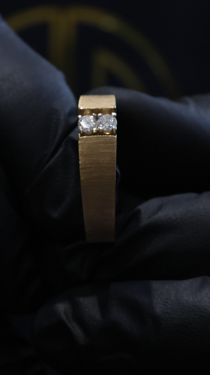 Men’s Two-Stone Diamond Wedding Band in Yellow Gold | .20 CTW