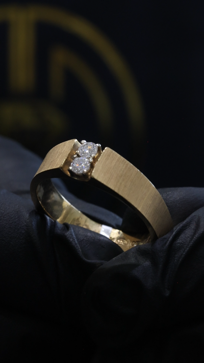 Men’s Two-Stone Diamond Wedding Band in Yellow Gold | .20 CTW
