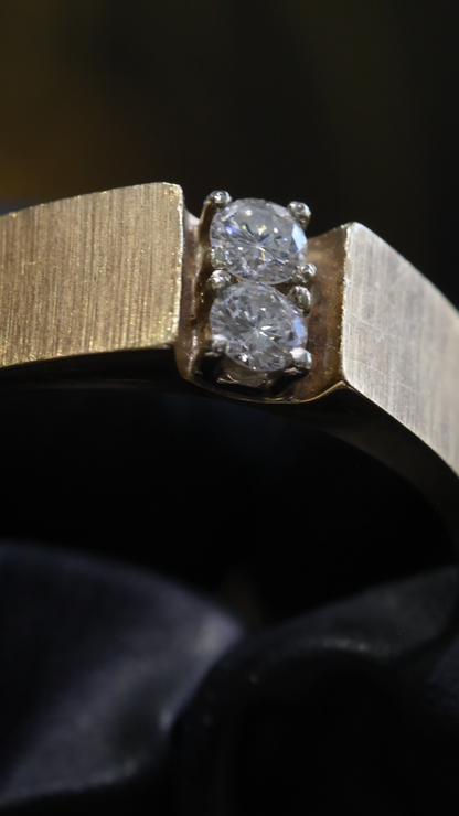 Men’s Two-Stone Diamond Wedding Band in Yellow Gold | .20 CTW