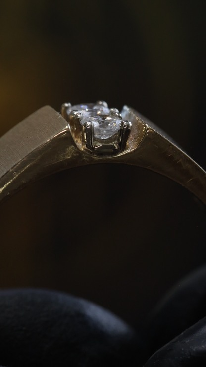 Men’s Two-Stone Diamond Wedding Band in Yellow Gold | .20 CTW