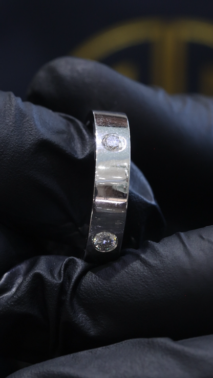 Men’s Single Diamond Wedding Band in White Gold | .50 CTW