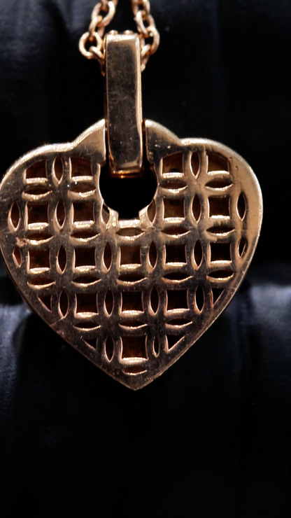 Natural Diamond Heart Pendant Necklace in Rose Gold | Bezel Accent Design