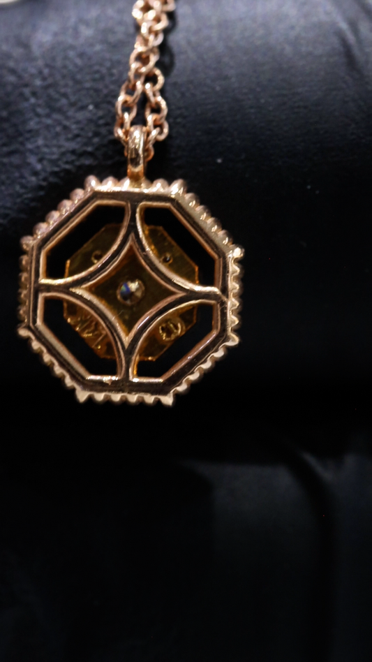 Natural Round Diamond Cluster Pendant Necklace in Rose Gold | Geometric Frame Design