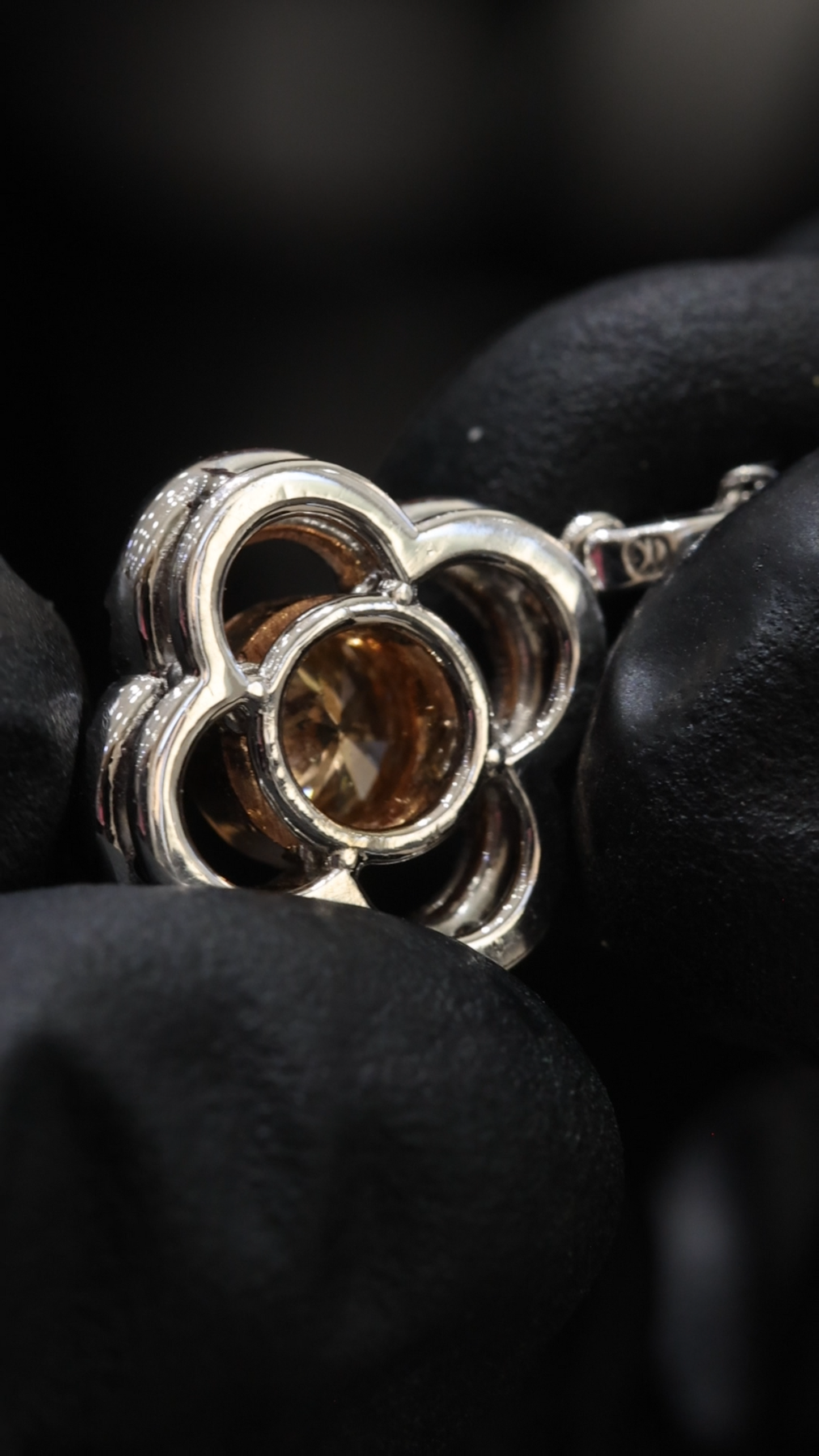 Natural Fancy Yellow Diamond Clover Halo Pendant in Rose & White Gold | Elegant Floral Design