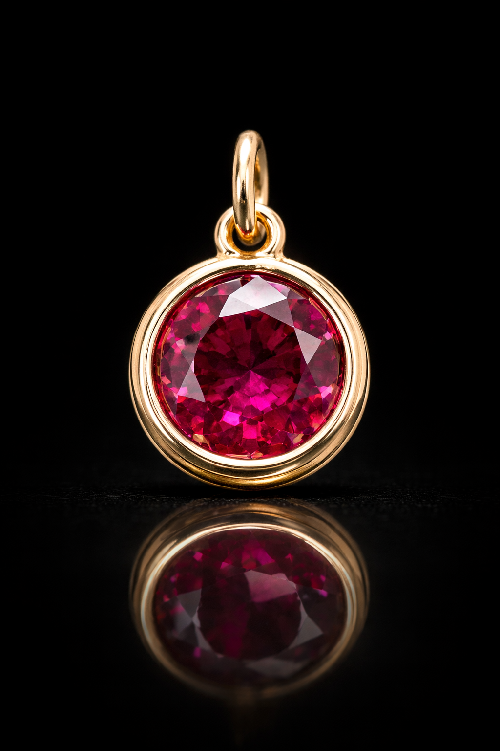 Natural Ruby Bezel Station Necklace in 14K Rose Gold | Minimalist Floating Gem Design