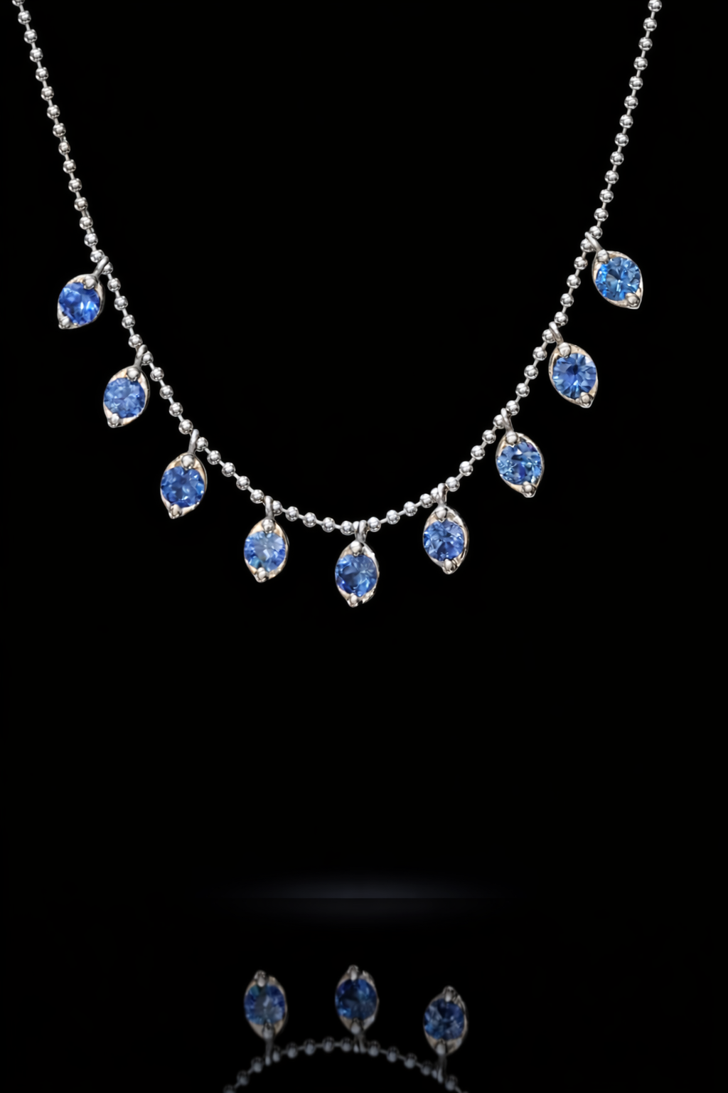 Natural Round Sapphire Solitaire Pendant Necklace in 14K White Gold | Classic Bezel-Inspired Setting