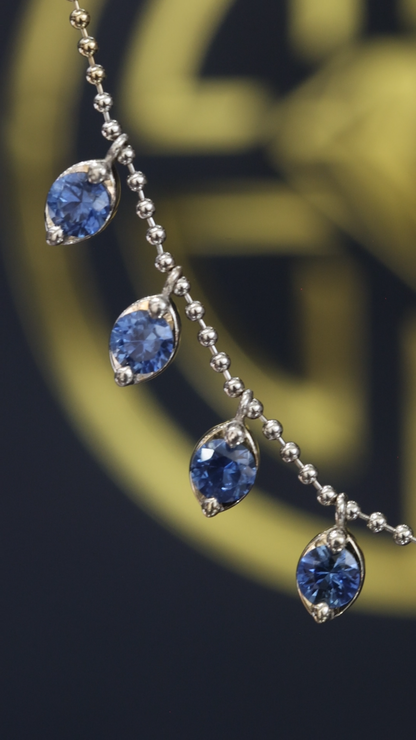 Natural Round Sapphire Solitaire Pendant Necklace in 14K White Gold | Classic Bezel-Inspired Setting