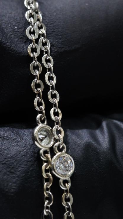 Natural Pear-Cut Diamond Halo Drop Necklace in White Gold | Bezel & Pavé Design