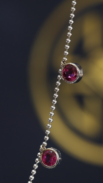 Natural Round Ruby Solitaire Pendant Necklace in 14K White Gold | Classic Bezel Setting