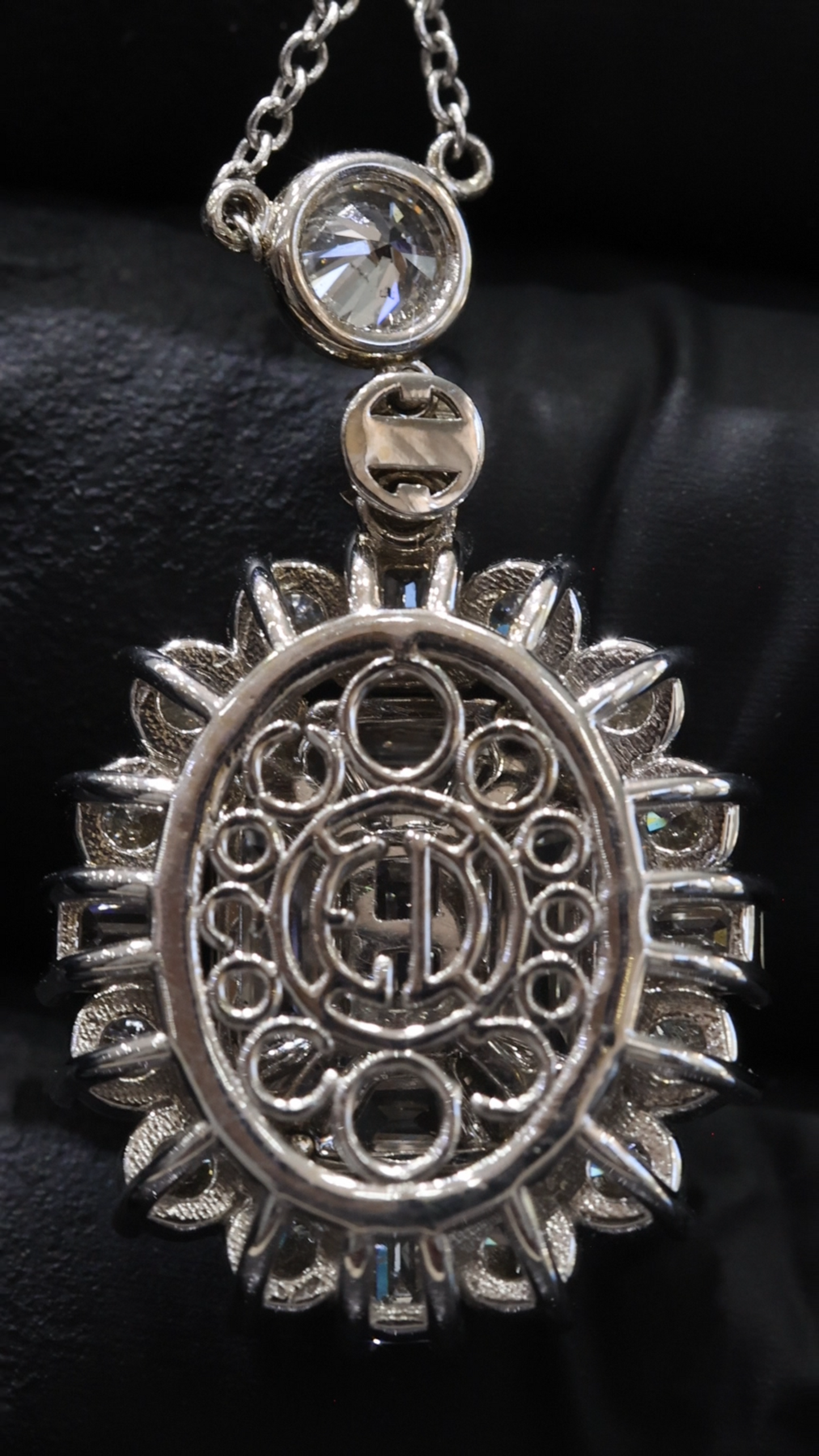 Natural Diamond Emerald-Cut Halo Pendant Necklace in White Gold | Timeless Statement Design
