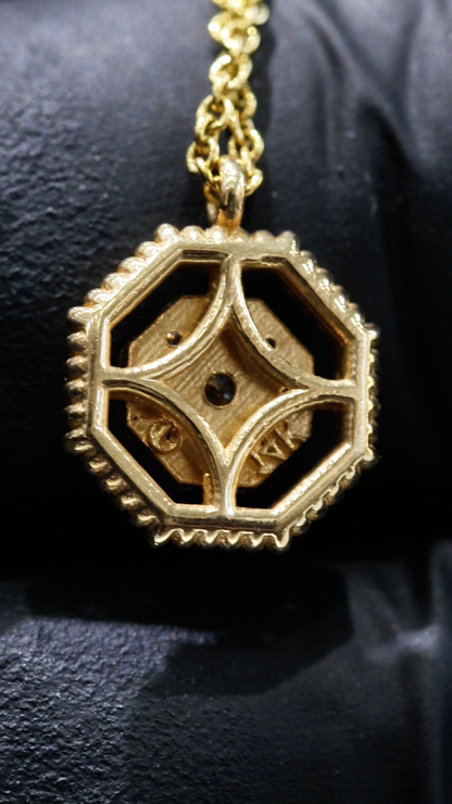 Natural Diamond Cluster Pendant Necklace in 14K Yellow Gold | Round Brilliant Halo Design
