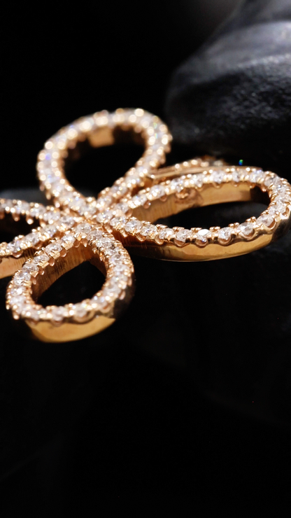 Natural Diamond Butterfly Necklace in Yellow Gold | Open Loop Pavé Design