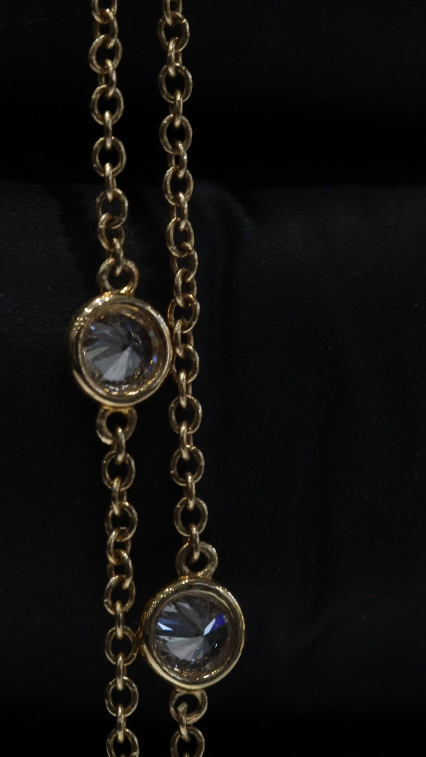 Natural Diamond Station Necklace in Yellow Gold | Bezel-Set Diamond Chain