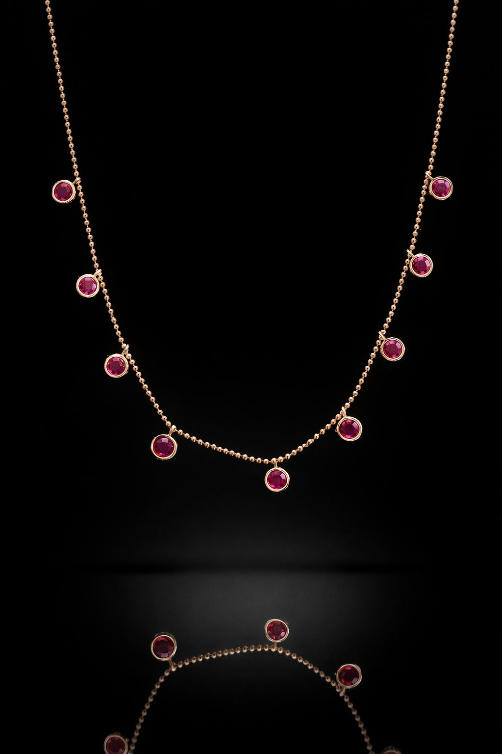 Natural Ruby Bezel Drop Necklace in 14K Yellow Gold | Modern Minimalist Station Design