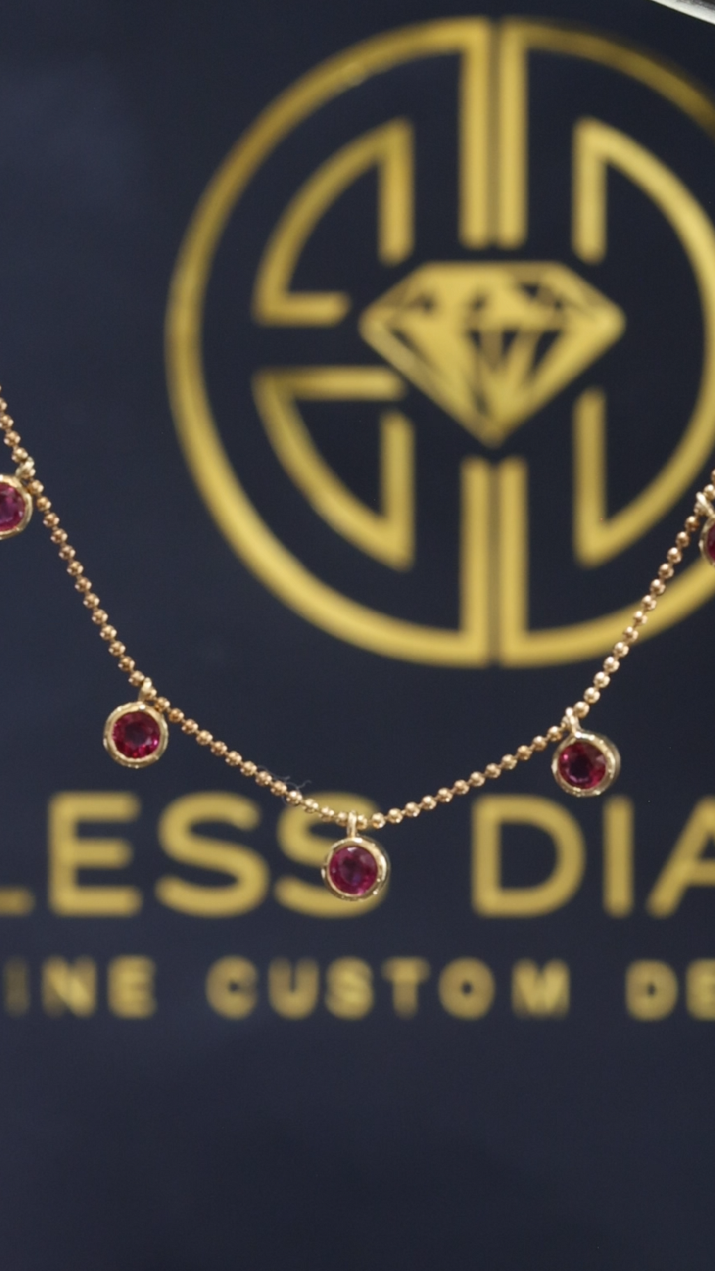 Natural Ruby Bezel Drop Necklace in 14K Yellow Gold | Modern Minimalist Station Design
