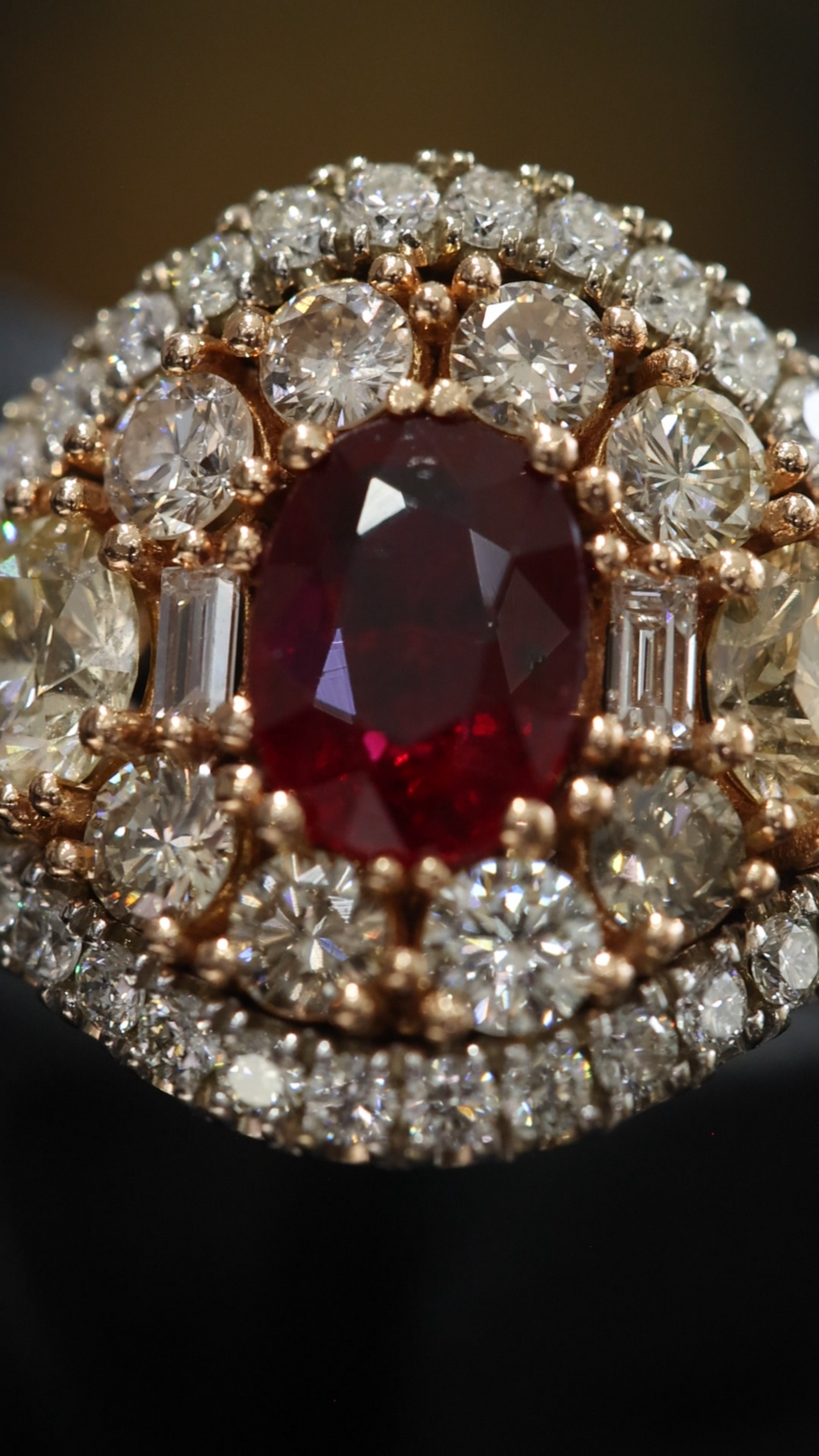 Royal Teardrop Ruby Halo Ring in White Gold | Vintage-Inspired Diamond Cluster Design