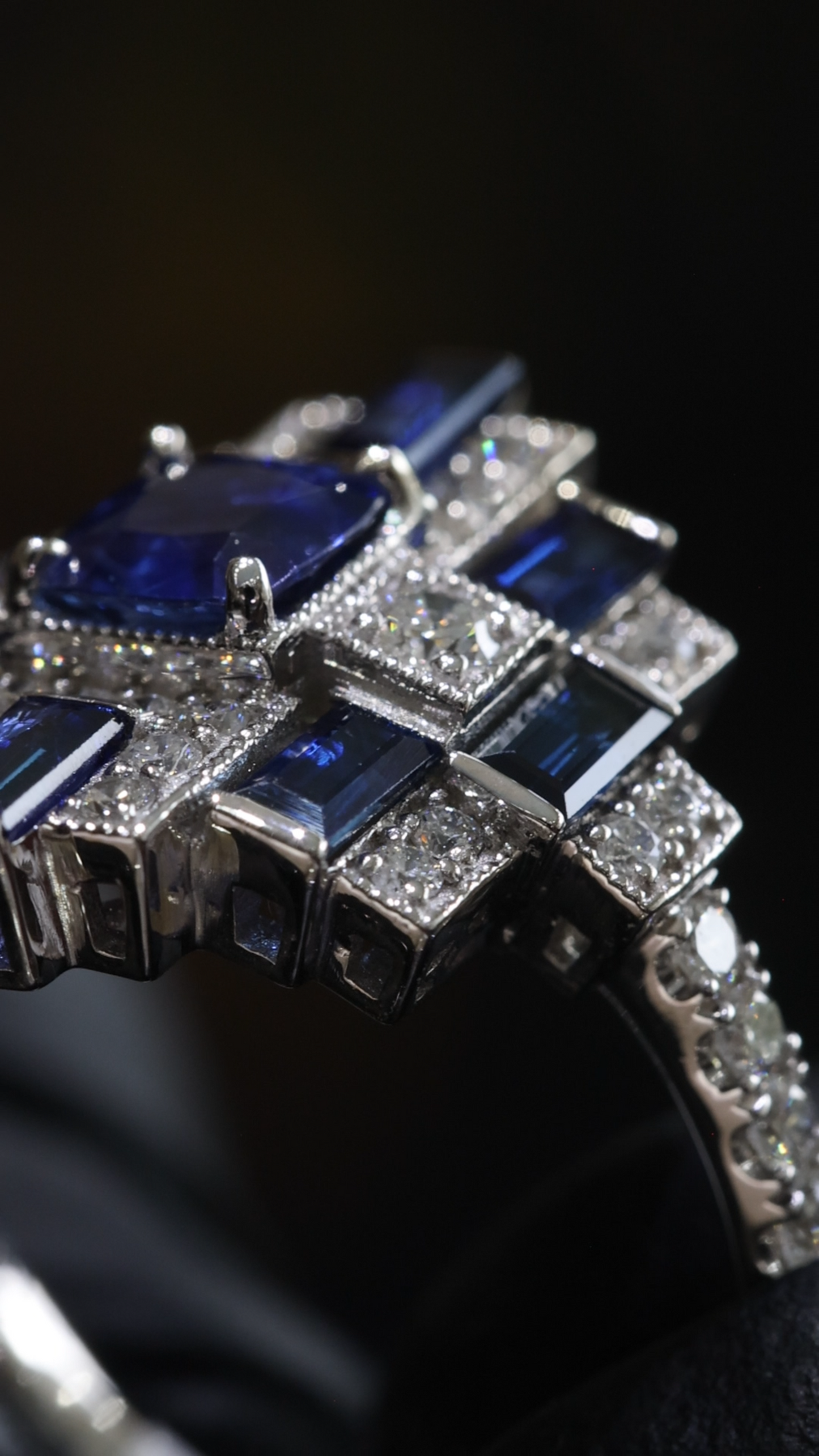 Sapphire & Diamond Multi-Halo Ring in White Gold | 1.20 CT Sapphire + .52 CTW Diamonds