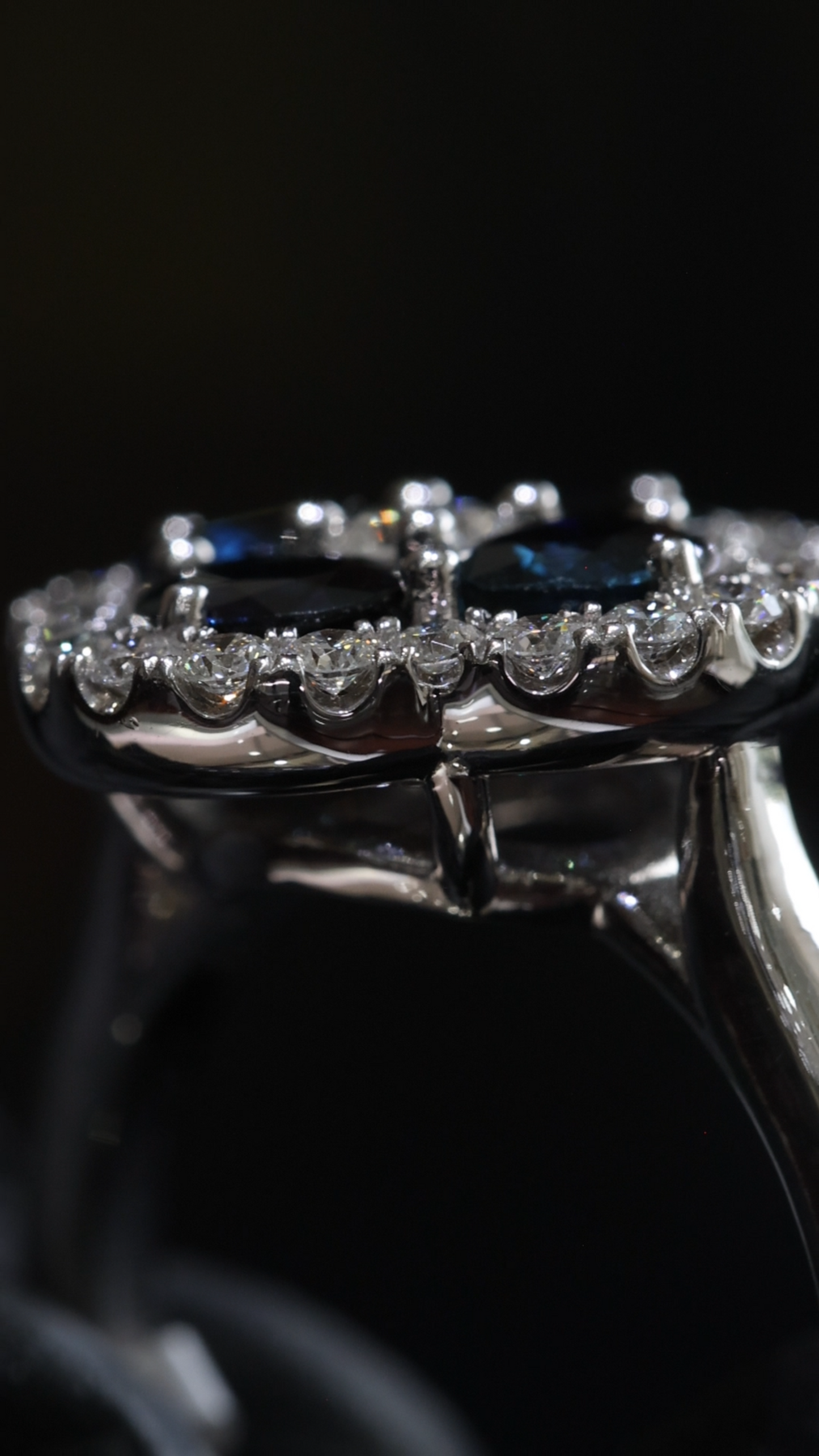 Sapphire & Diamond Cluster Halo Ring in White Gold | 2.90 CT Sapphire + .45 CTW Diamonds