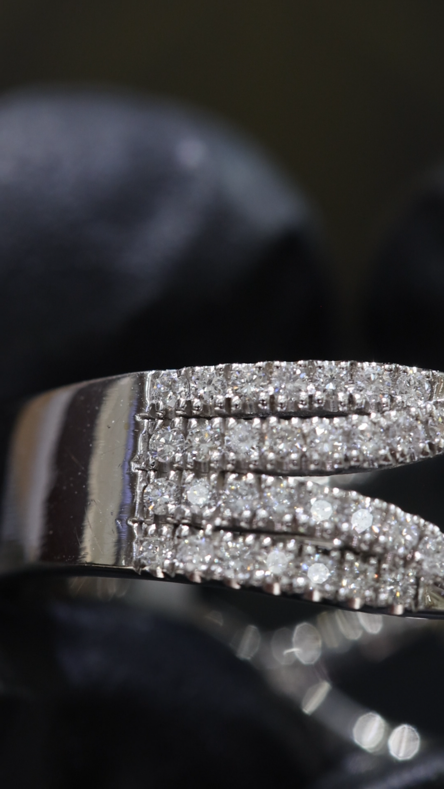 Sapphire & Diamond Crisscross Ring in White Gold | .55 CT Sapphire + .80 CTW Diamonds
