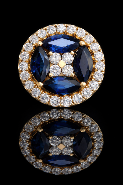 Natural Sapphire Diamond Oval Halo Ring 14K Yellow Gold | 2.90 CT Houston Jeweler
