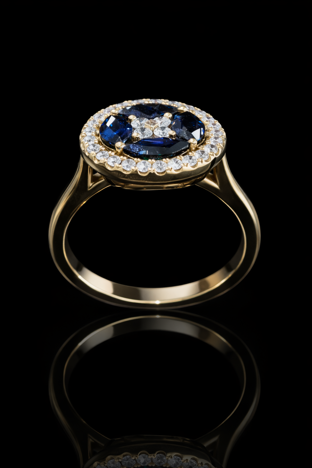 Natural Sapphire Diamond Oval Halo Ring 14K Yellow Gold | 2.90 CT Houston Jeweler