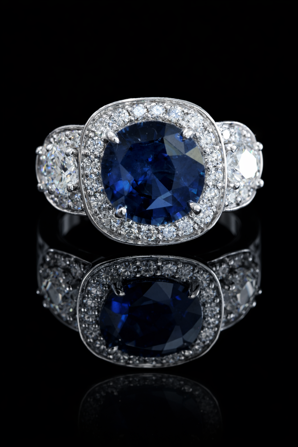 Natural Diamond ring with a blue sapphire gemstone 2.17ct Houston Jeweler 