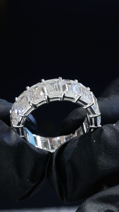 Emerald-Cut Lab-Grown Diamond Eternity Wedding Band in White Gold | Prong-Set Design