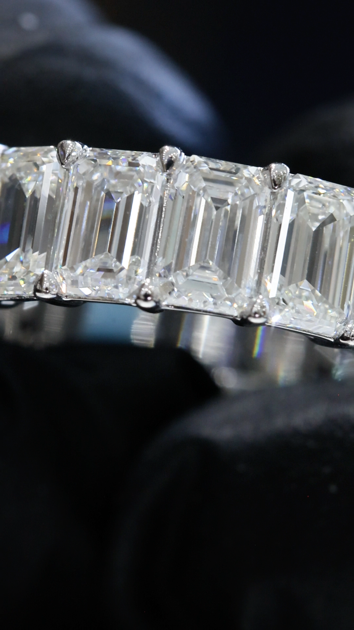 Emerald-Cut Lab-Grown Diamond Eternity Wedding Band in White Gold | Prong-Set Design