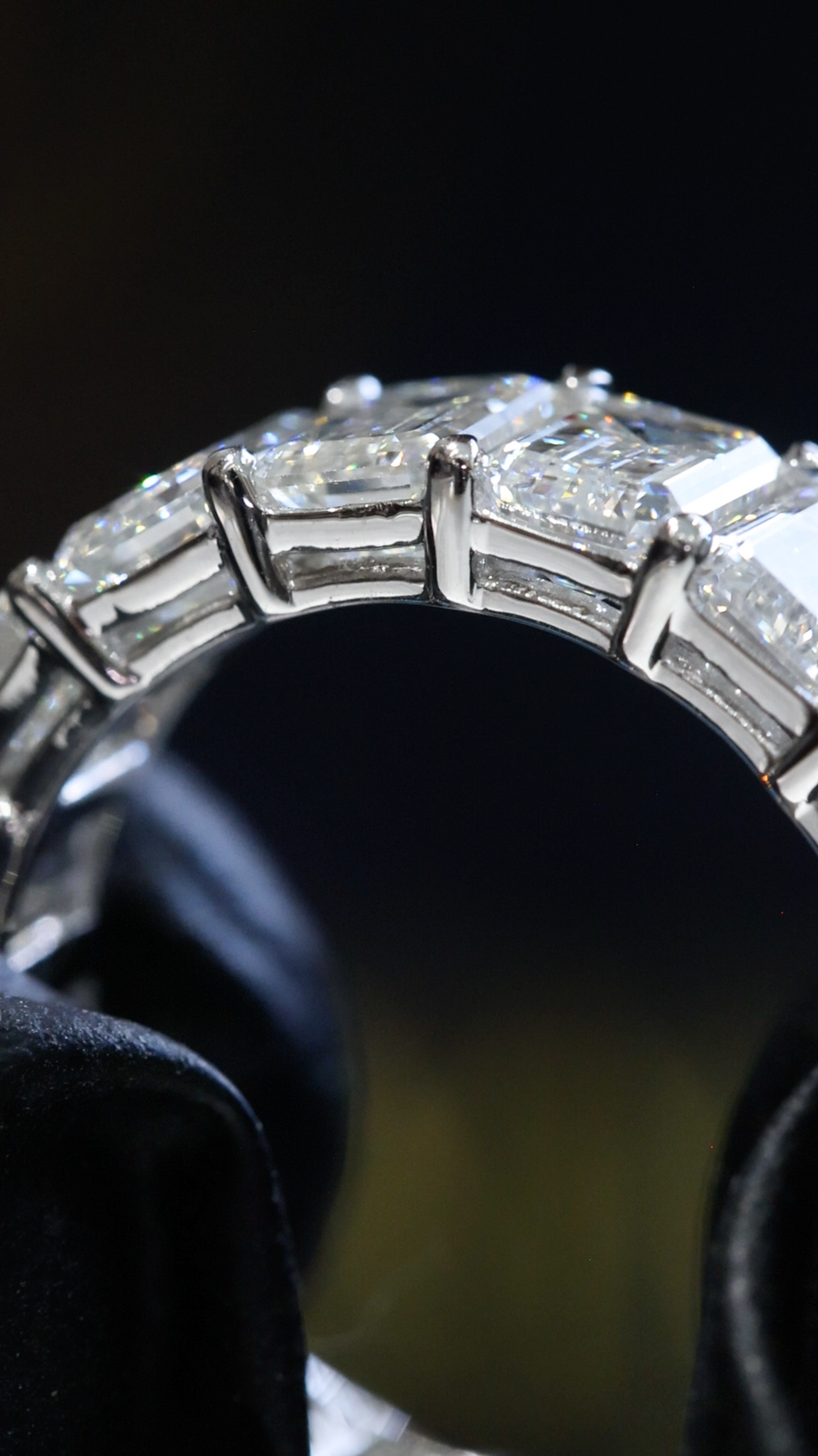 Emerald-Cut Lab-Grown Diamond Eternity Wedding Band in White Gold | Prong-Set Design