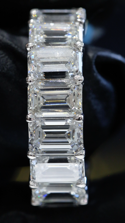Emerald-Cut Lab-Grown Diamond Eternity Wedding Band in White Gold | Prong-Set Design