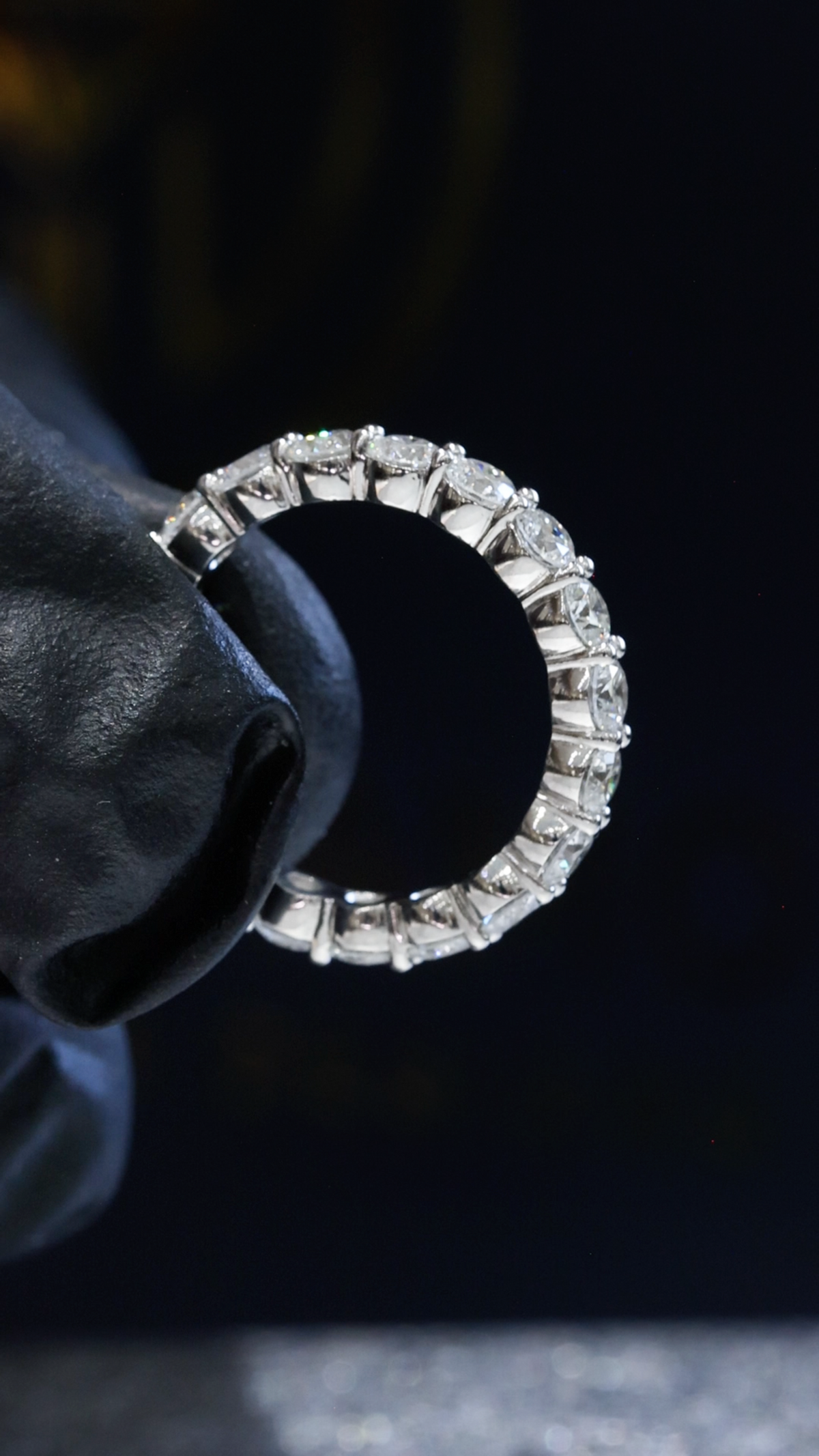 Round Brilliant Natural Diamond Eternity Wedding Band in White Gold | Prong-Set Design