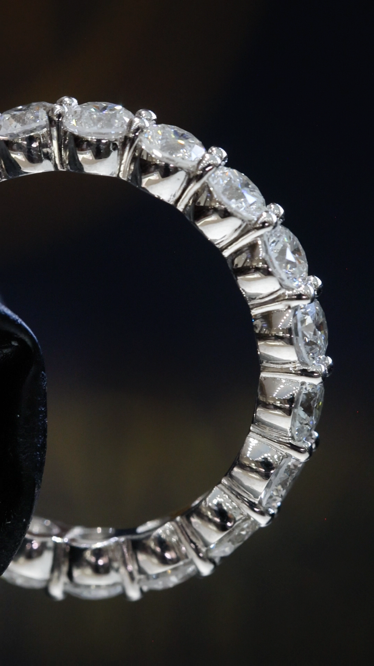 Round Brilliant Natural Diamond Eternity Wedding Band in White Gold | Prong-Set Design