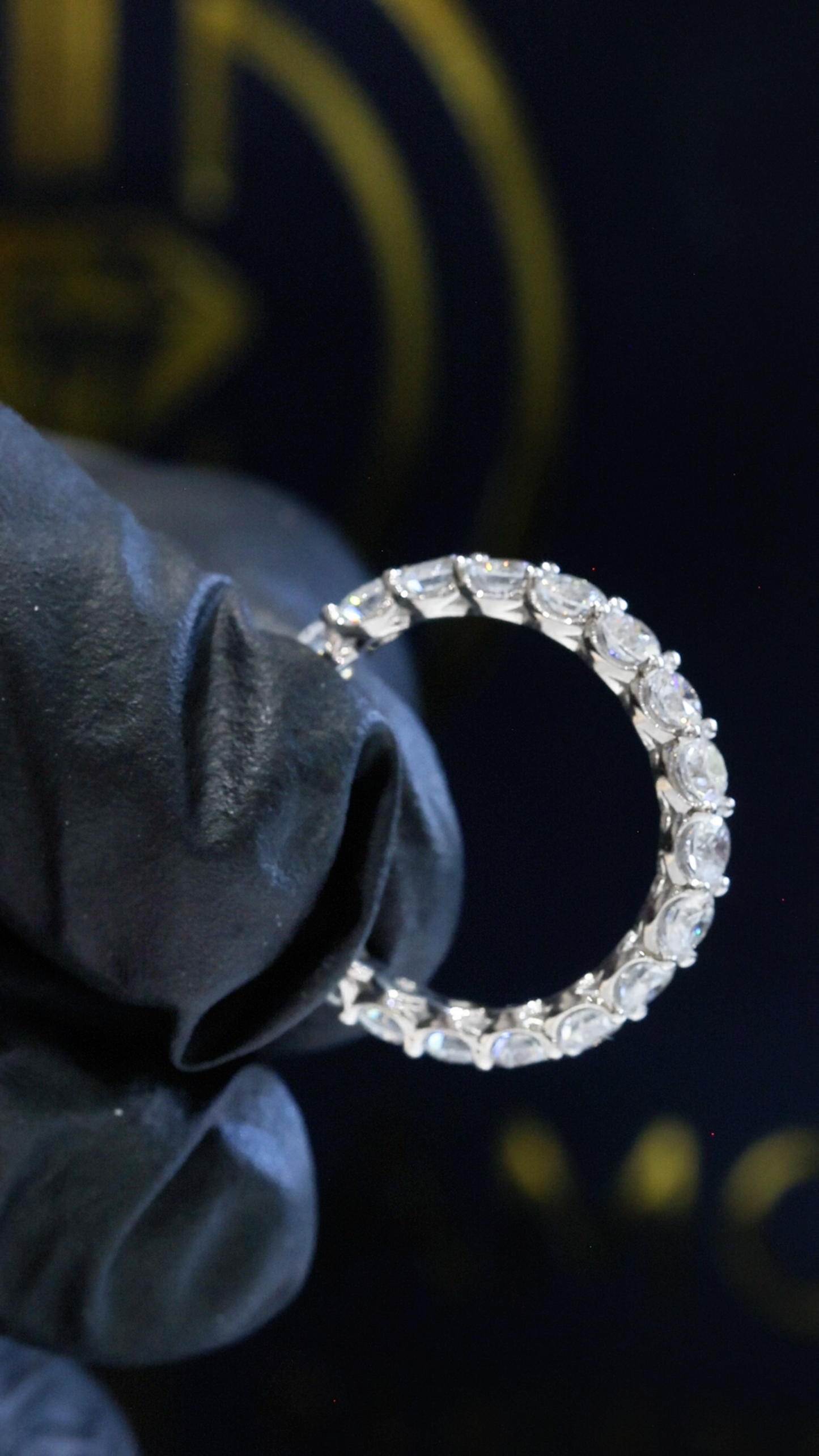 Round-Cut Lab-Grown Diamond Eternity Wedding Band in White Gold | Prong-Set Design