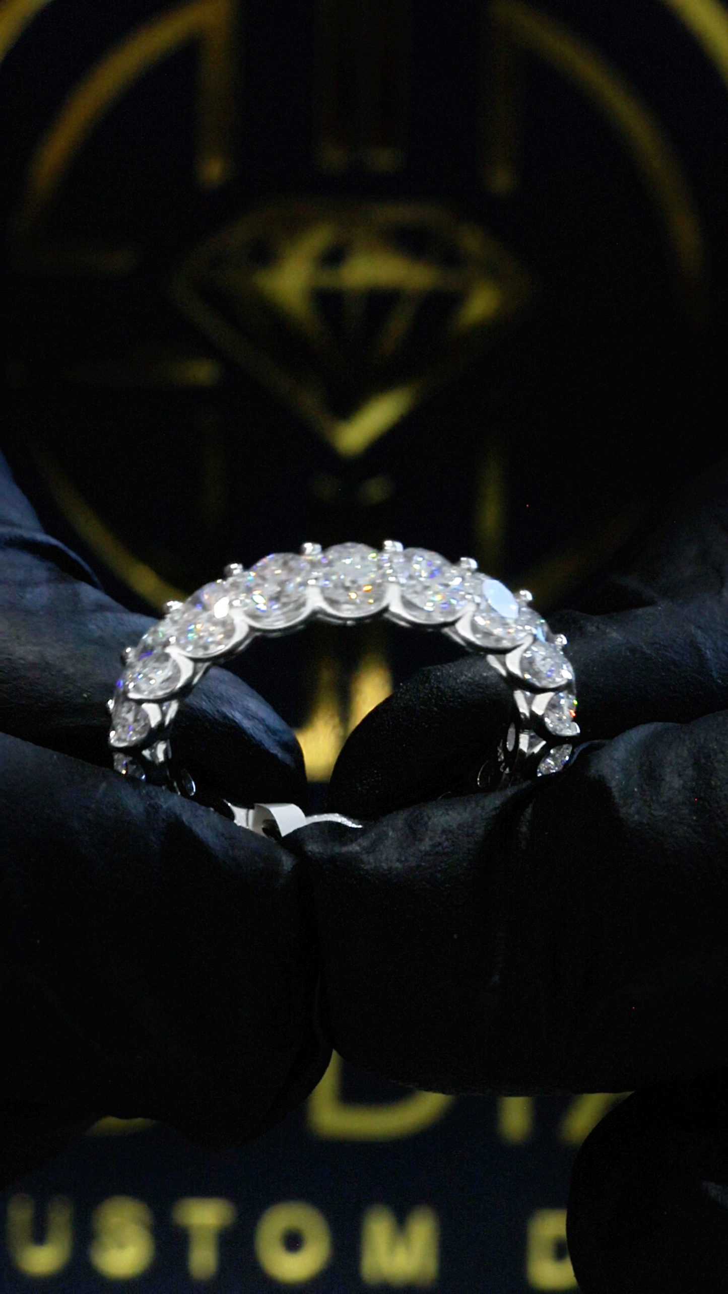 Round-Cut Lab-Grown Diamond Eternity Wedding Band in White Gold | Prong-Set Design