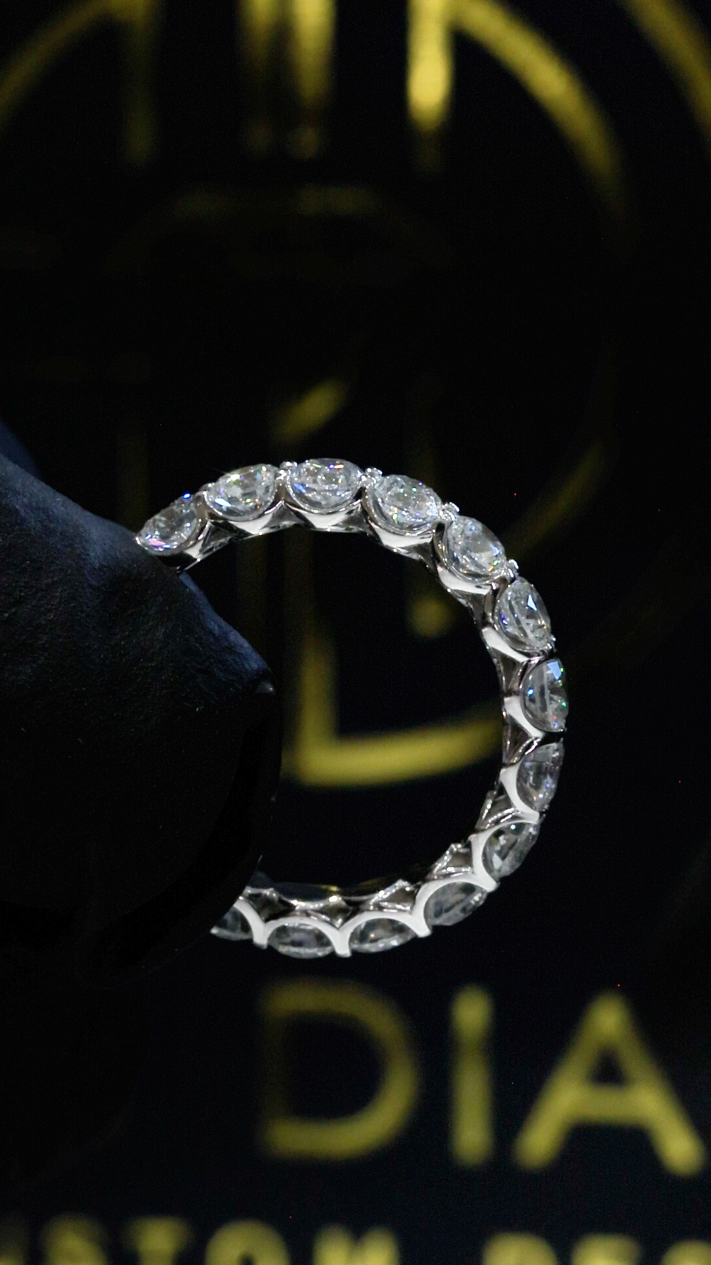 Round-Cut Natural Diamond Eternity Wedding Band in White Gold | Prong-Set Design
