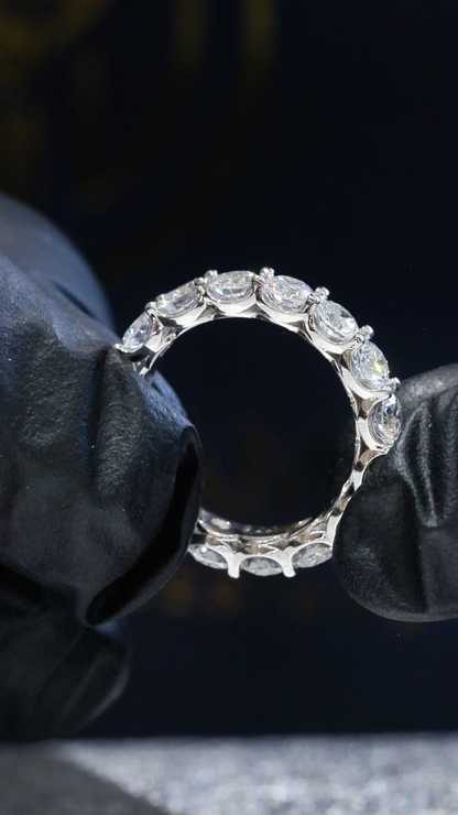 Round-Cut Lab-Grown Diamond Eternity Wedding Band in White Gold | Prong-Set Design