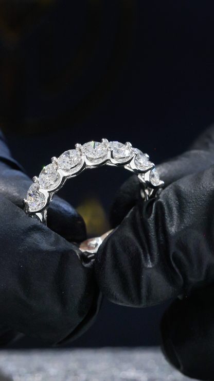 Round-Cut Lab-Grown Diamond Eternity Wedding Band in White Gold | Prong-Set Design
