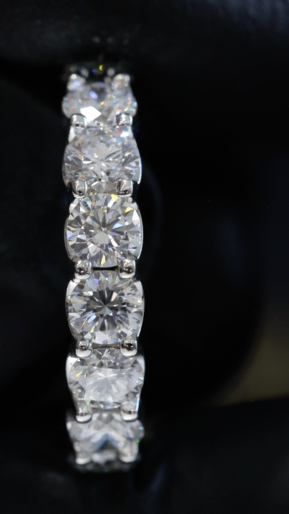 Round-Cut Lab-Grown Diamond Eternity Wedding Band in White Gold | Prong-Set Design
