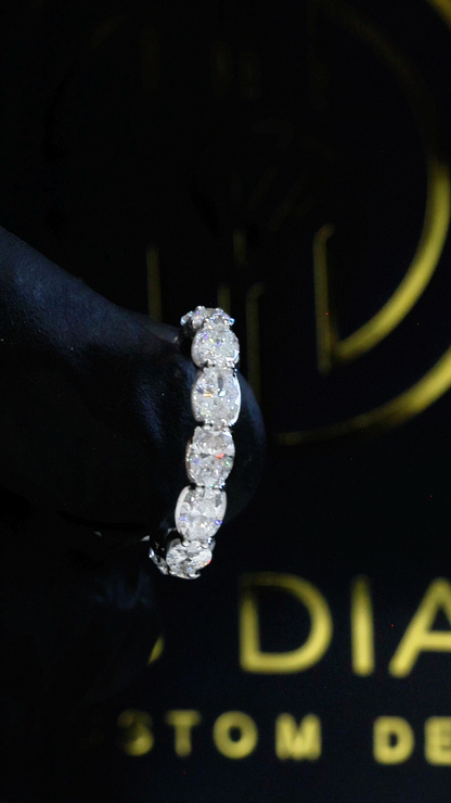 Oval Lab-Grown Diamond Eternity Band in White Gold | Shared Prong Setting