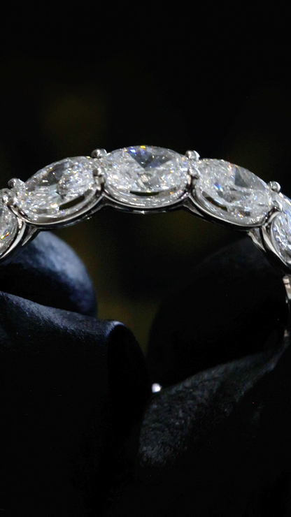 Oval Lab-Grown Diamond Eternity Band in White Gold | Shared Prong Setting