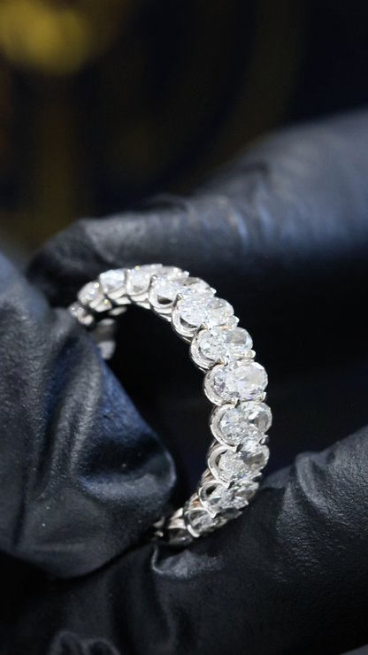 Oval-Cut Lab-Grown Diamond Eternity Band in White Gold | Prong-Set Design