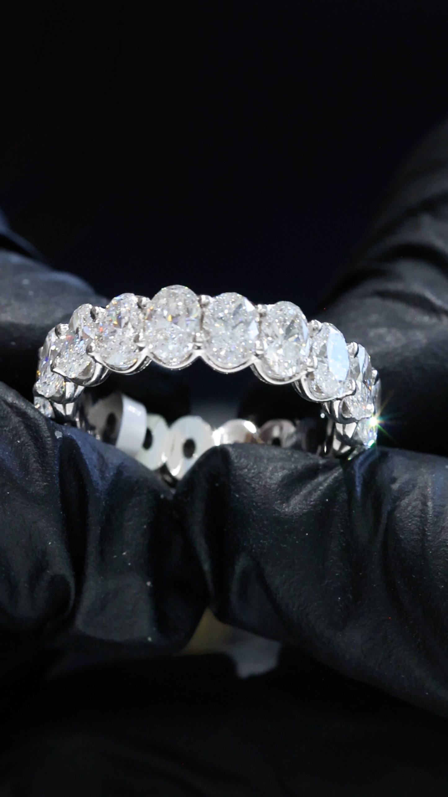 Oval-Cut Lab-Grown Diamond Eternity Wedding Band in White Gold | Prong-Set Design