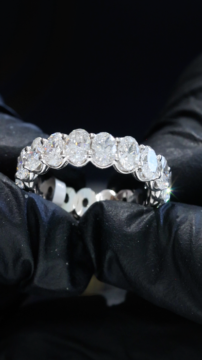 Oval-Cut Lab-Grown Diamond Eternity Wedding Band in White Gold | Prong-Set Design