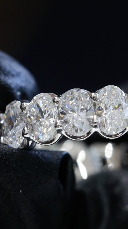 Oval-Cut Lab-Grown Diamond Eternity Wedding Band in White Gold | Prong-Set Design